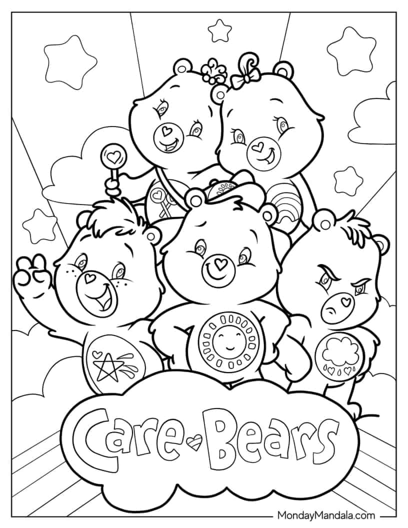 Kawaii Baby Care Bears Coloring In For Kids coloring page