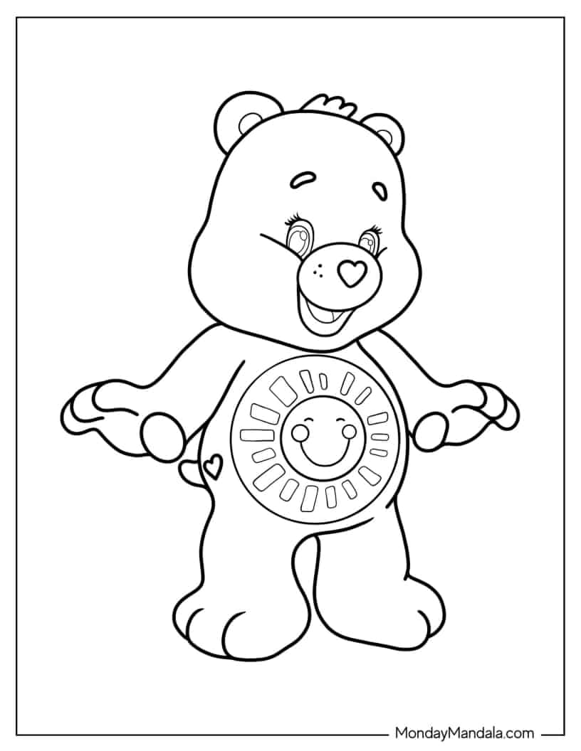 Simple Outline Of Funshine Bear Smiling Coloring Page coloring page