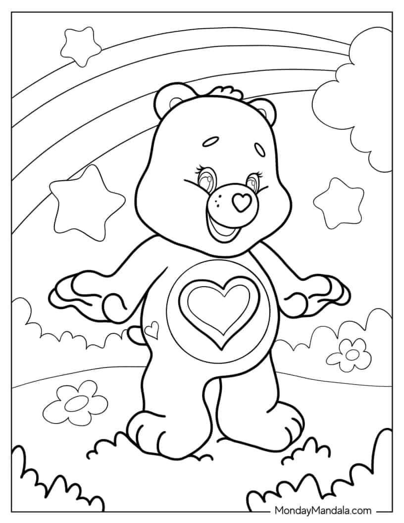 Tenderheart Care Bear Standing In Field coloring page