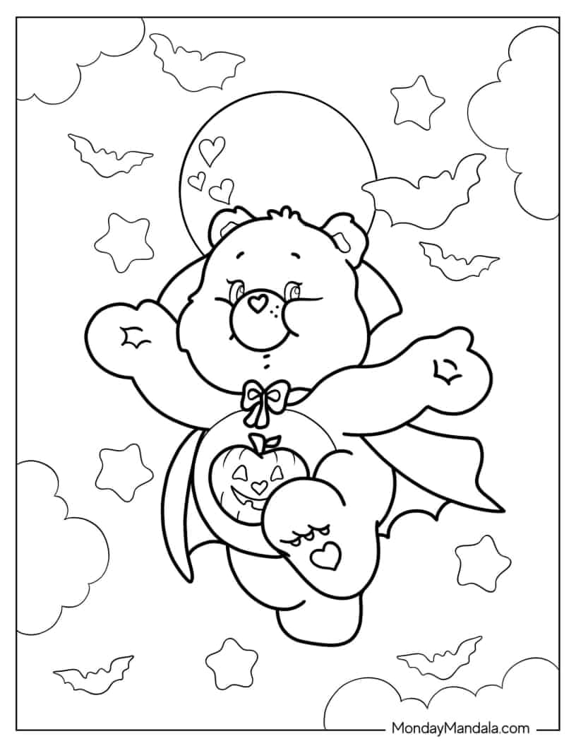 Trick-Or-Sweet Bear In Dracula Halloween Costume coloring page
