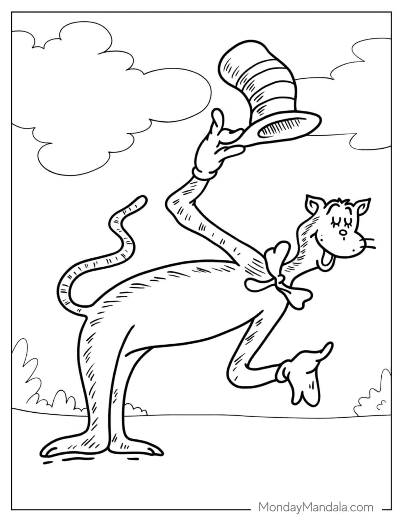 Cat In The Hat Bowing Coloring Page coloring page