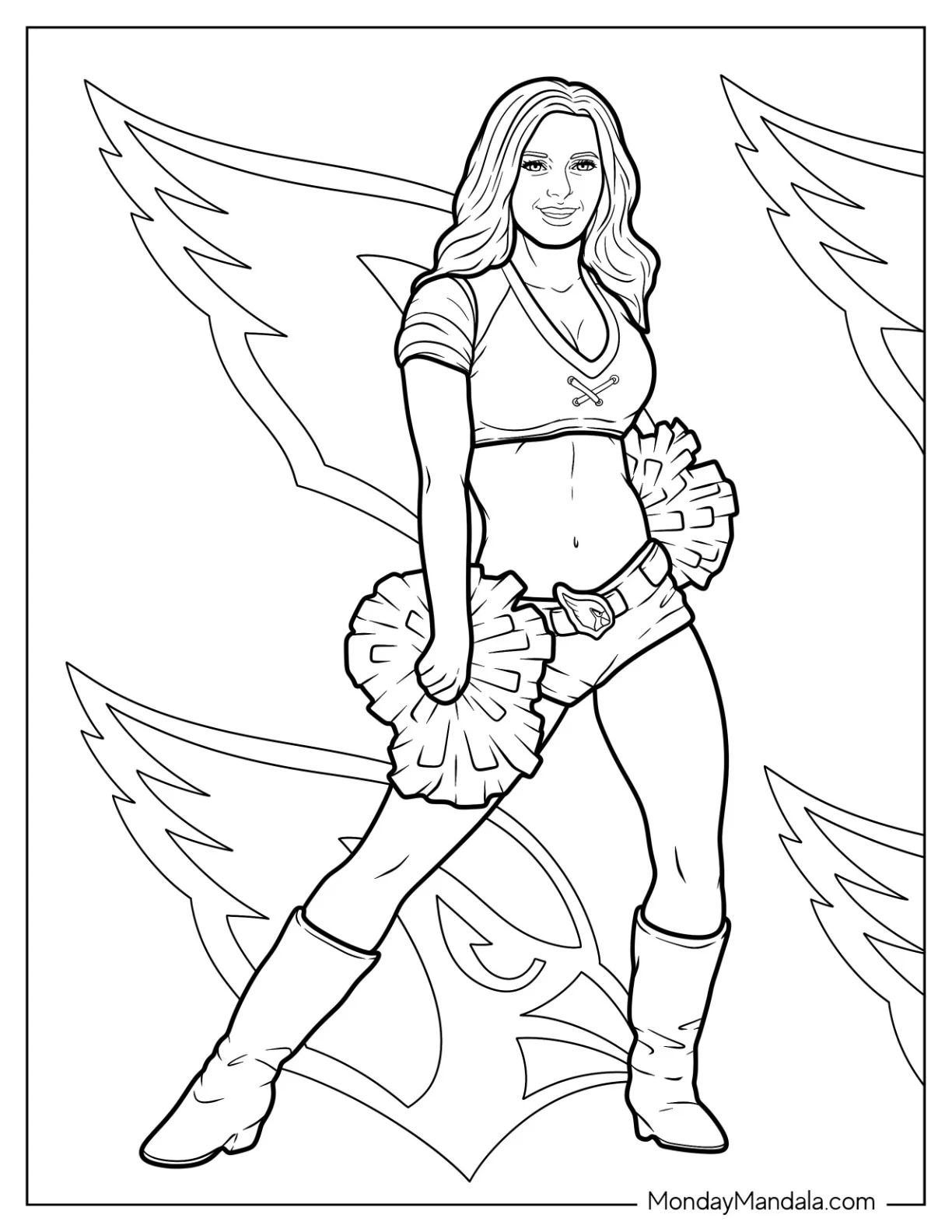 Cheerleading Coloring Page Of Arizona Cardinals Cheerleader coloring page — printable line art