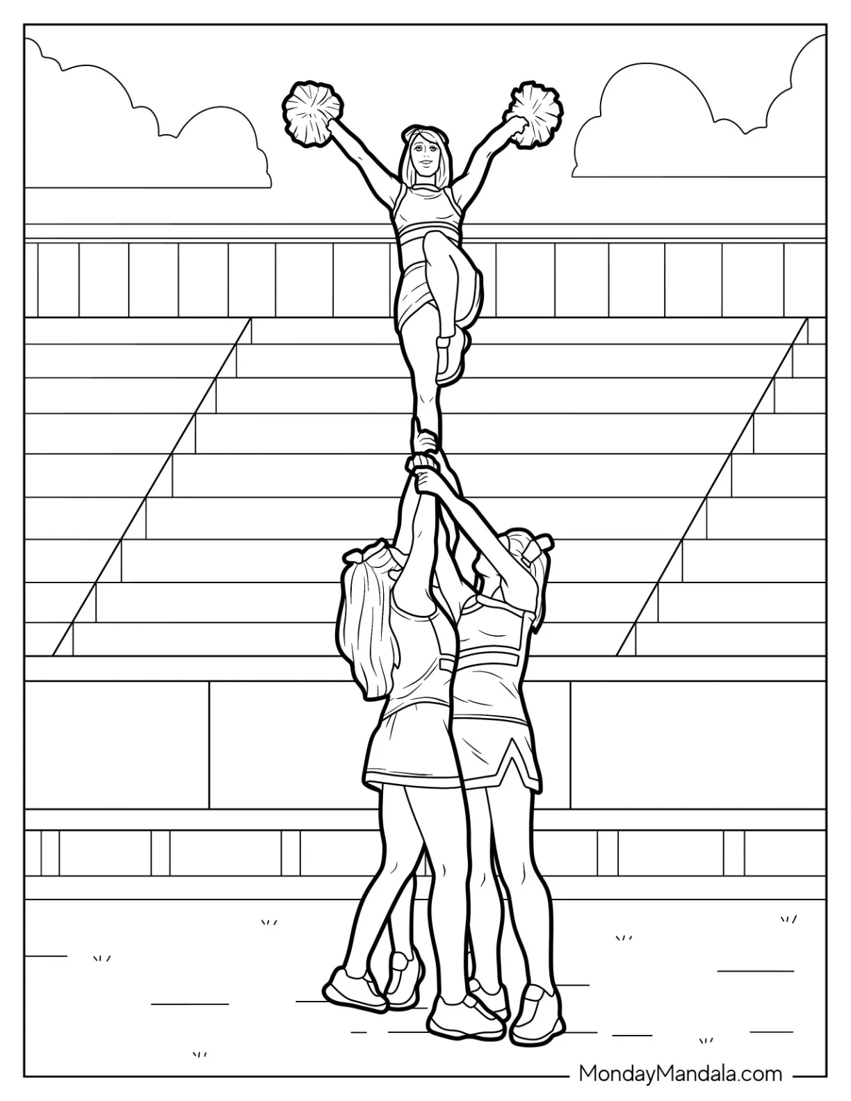Cheerleading Coloring Page Of Liberty Torch Lift High School Cheerleaders coloring page