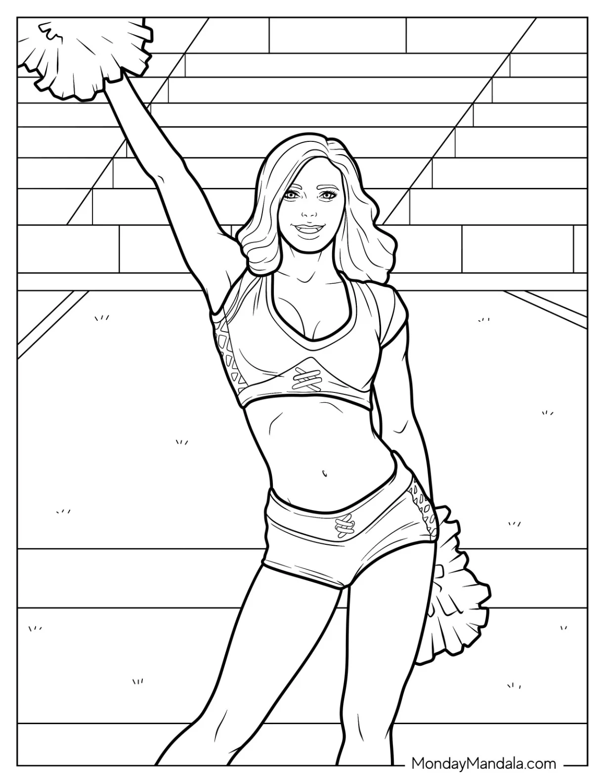 Cheerleading Coloring Page Of Realistic NFL Chearleader With One Arm Up coloring page