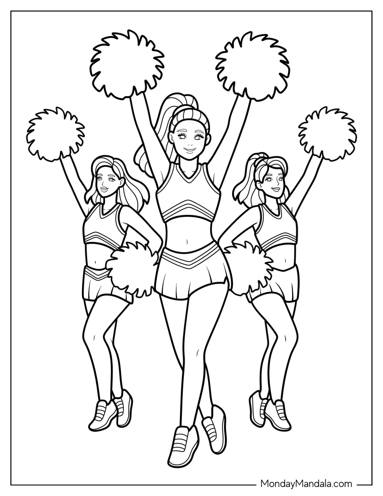 Pep Rally Cheerleading Coloring Page Performing Dance Move coloring page