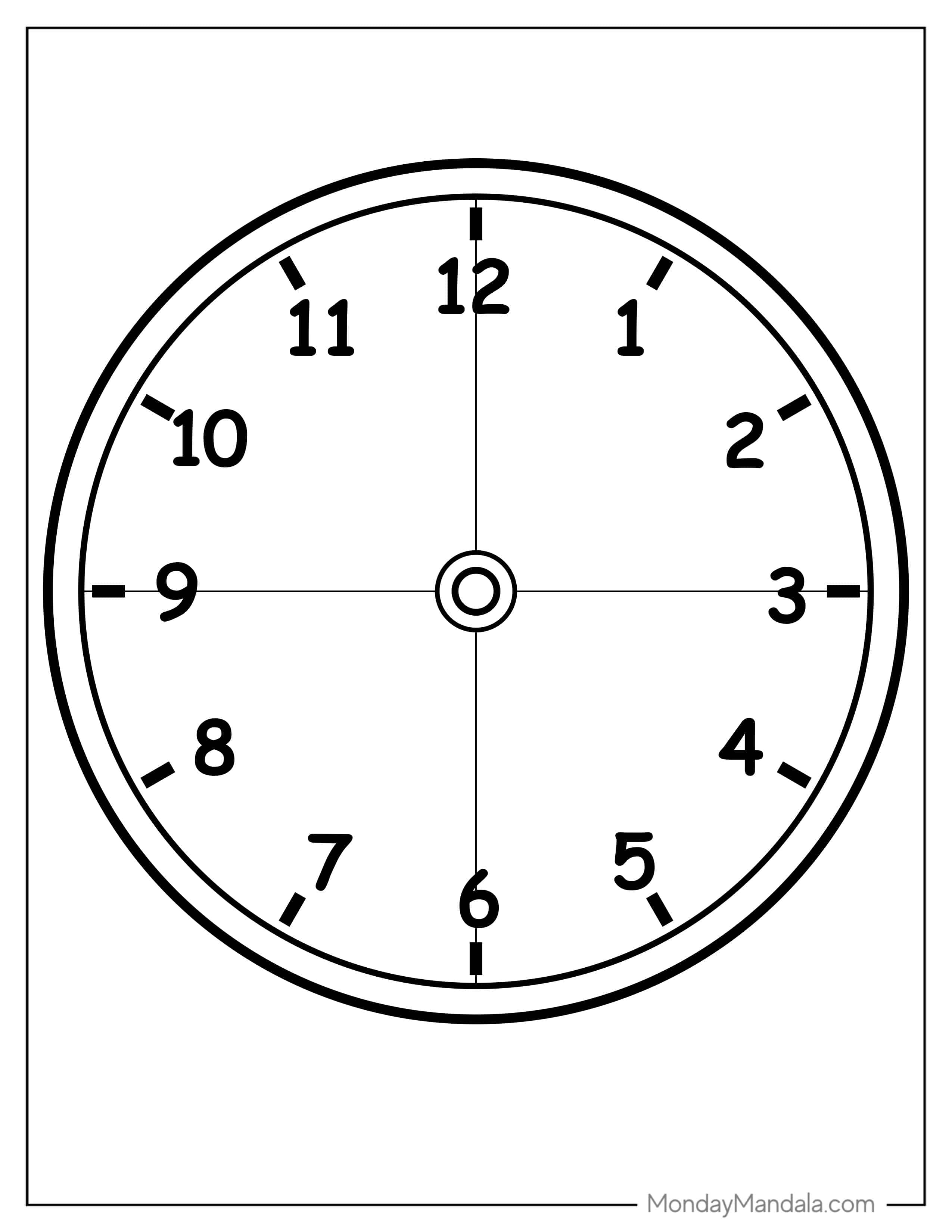 Clock Coloring Page With Different Segments coloring page