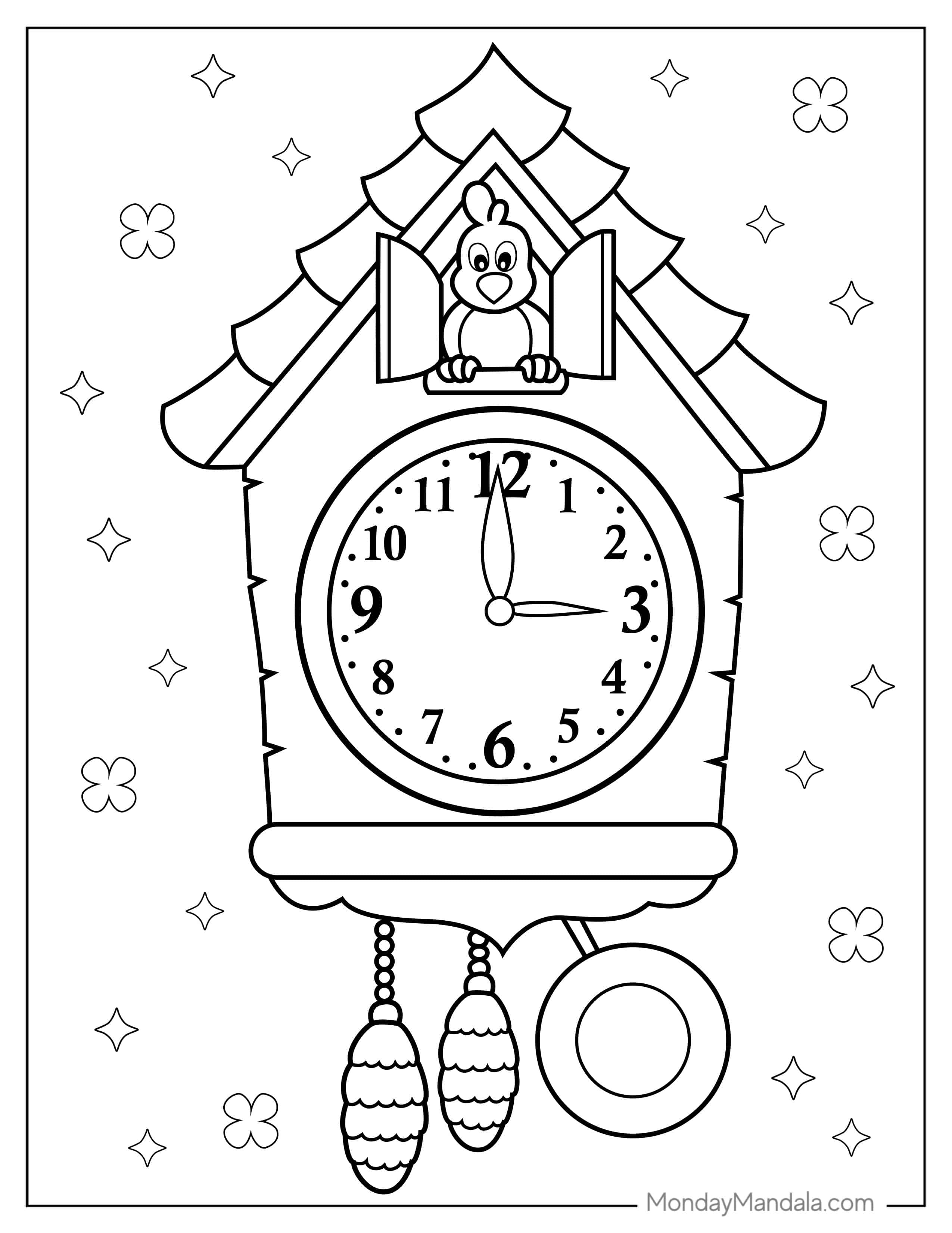 Cuckoo Clock Coloring Picture For Kids coloring page