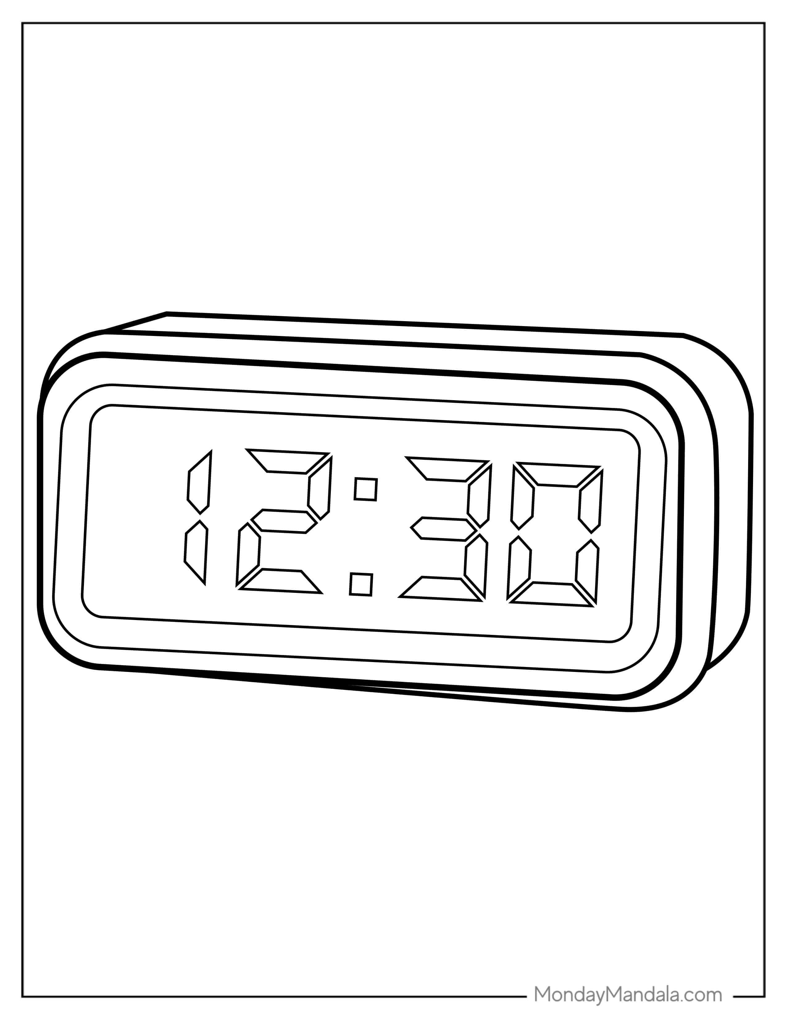 Easy Outline Of a Digital Alarm Clock coloring page
