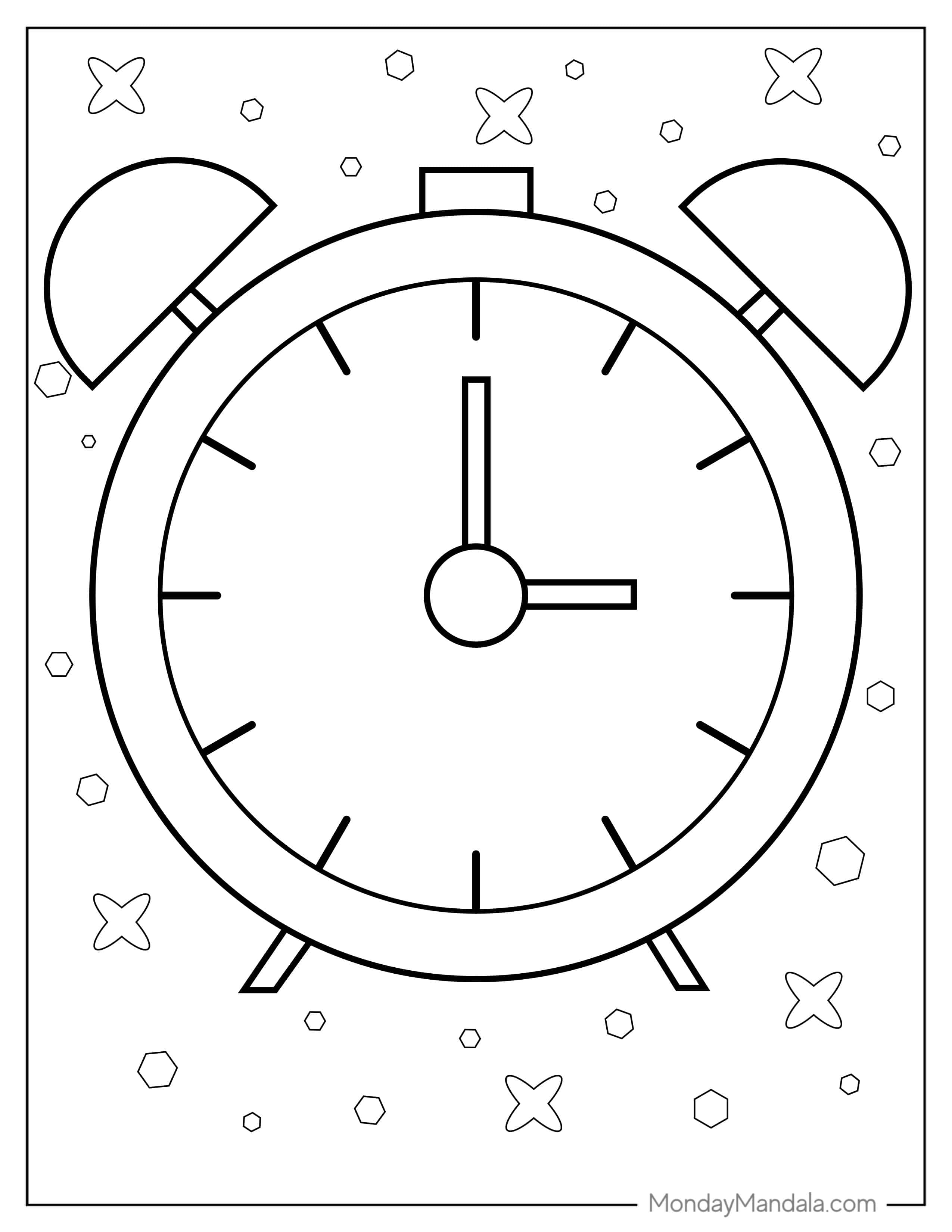 Simple Outline Of an Alarm Clock To Color coloring page