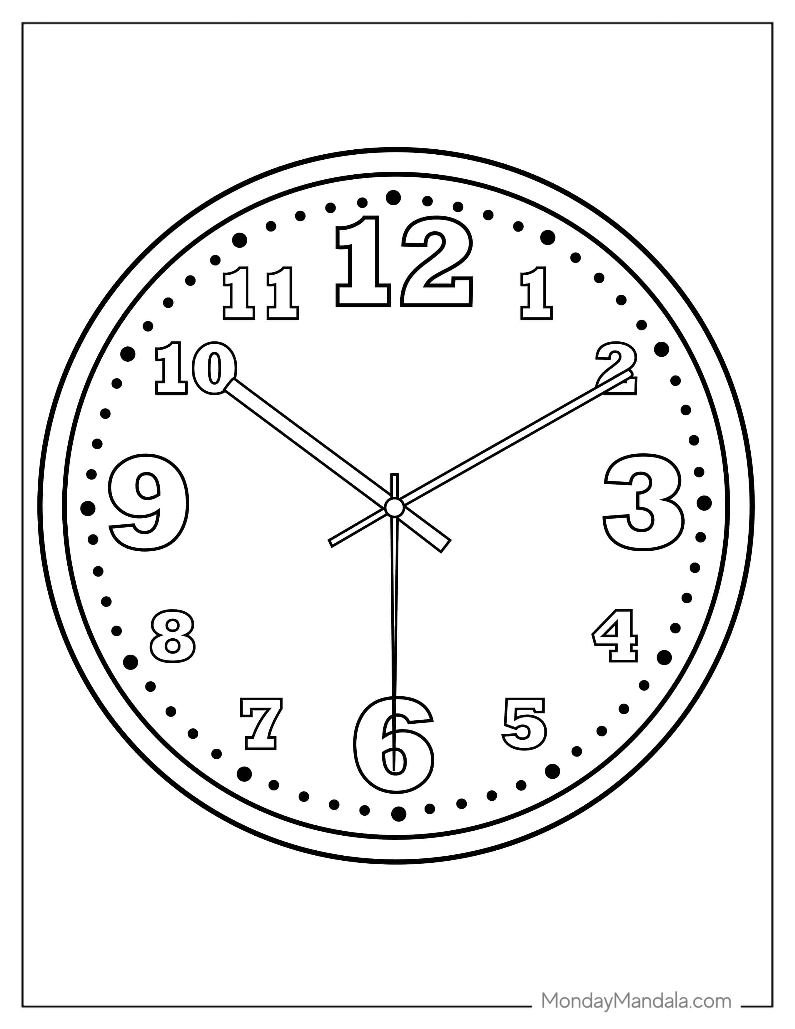 Simple To Color Clock For Kids coloring page