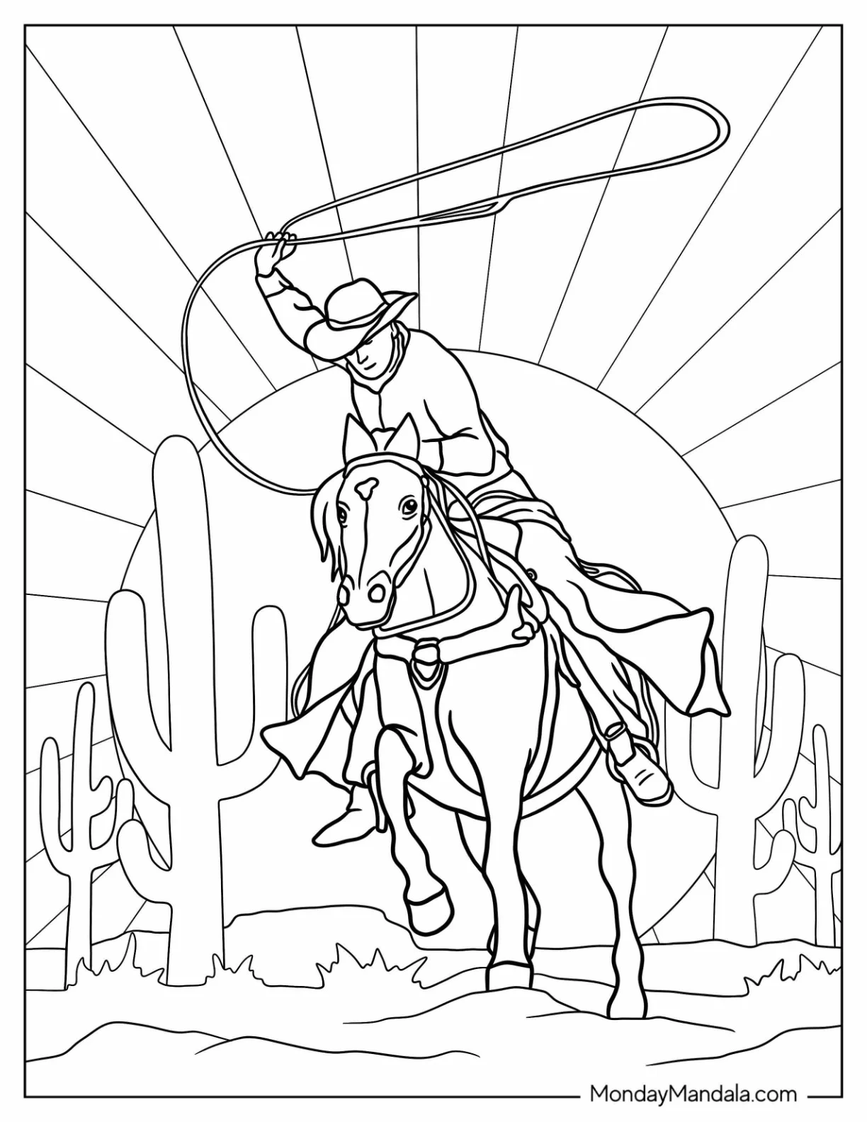 Cowboy Coloring Page With Lasso coloring page