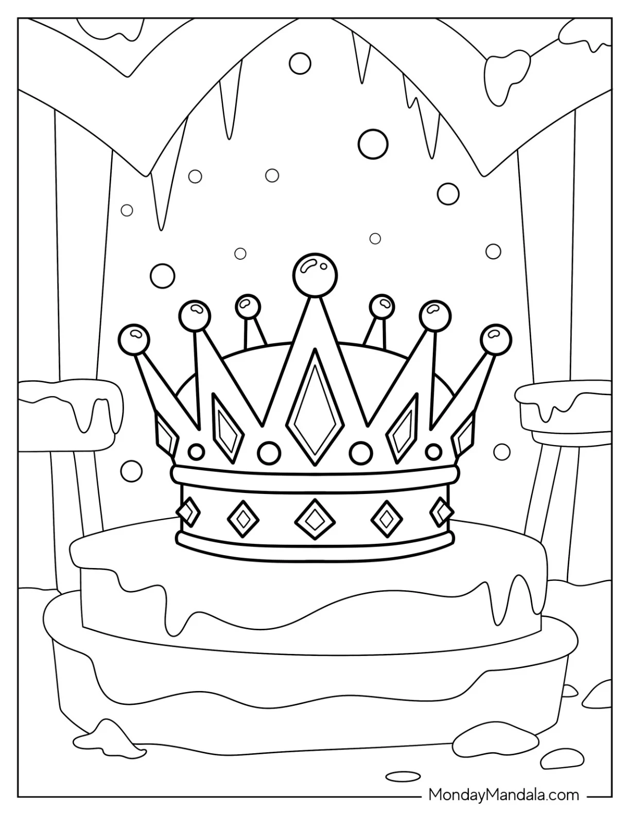 Bejeweled Crown Coloring Page In Winter Castle coloring page