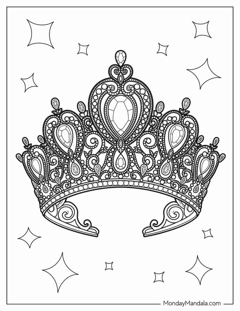 Big Realistic Crown Coloring Page coloring page
