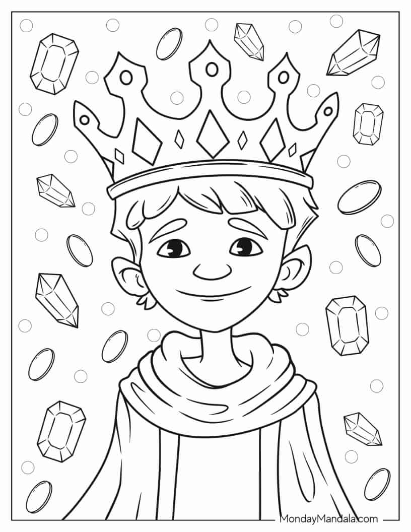 Boy Wearing Crown Coloring In For Preschoolers coloring page