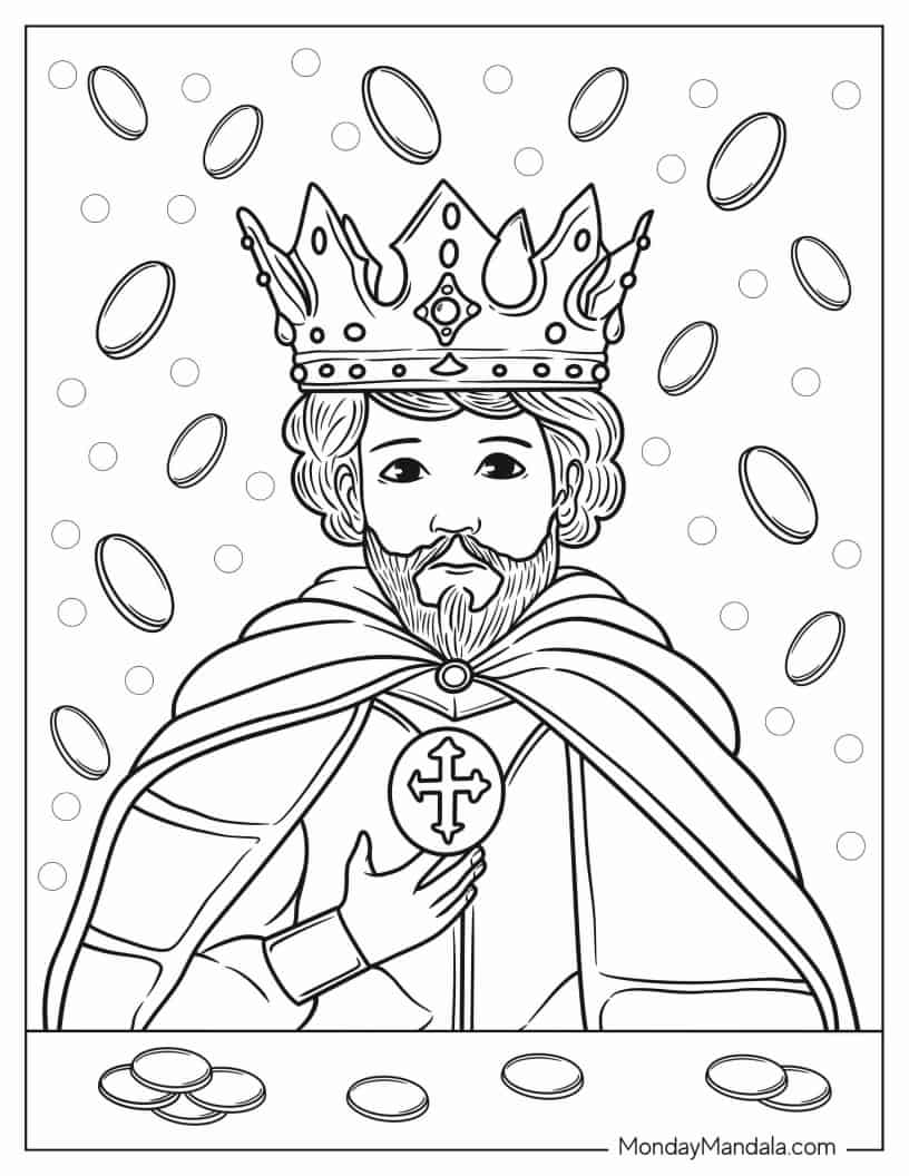 Coloring Sheet Of King Wearing Crown coloring page