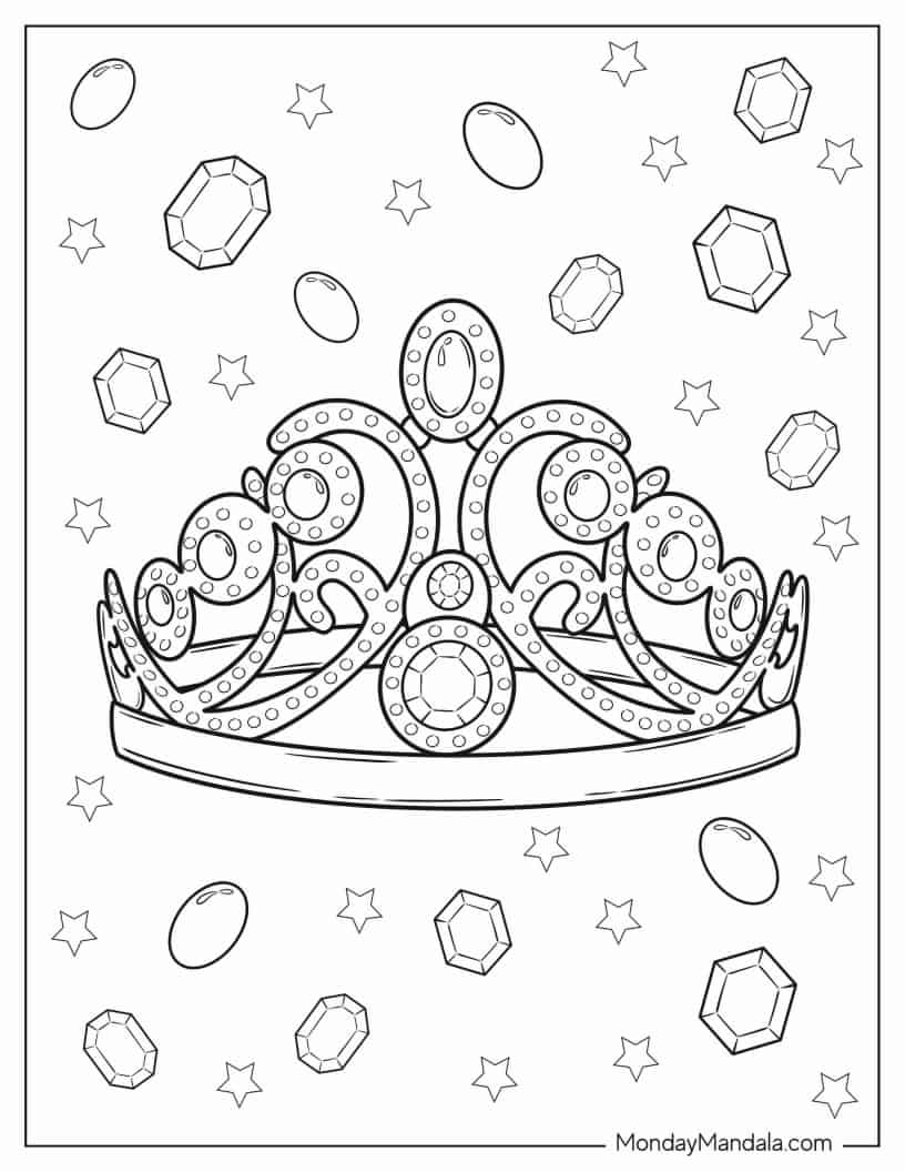 Crown With Multiple Gems coloring page