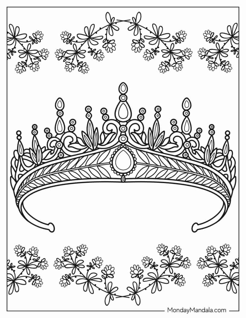 Elegant Crown Coloring Sheet coloring page — printable line art