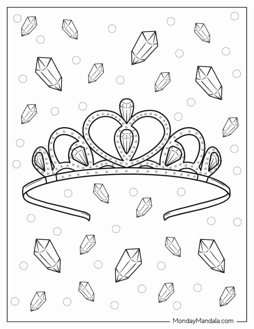 Kawaii Crown Coloring In coloring page — printable line art