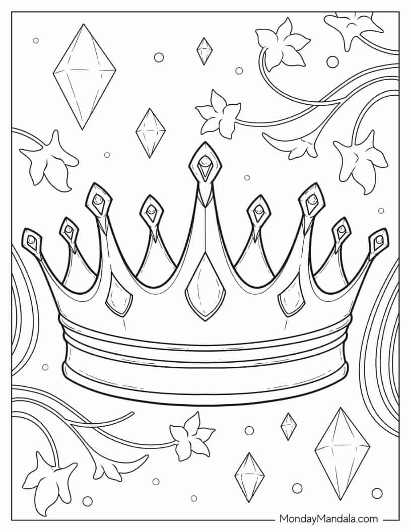 Old-Fashioned Crown coloring page — printable line art