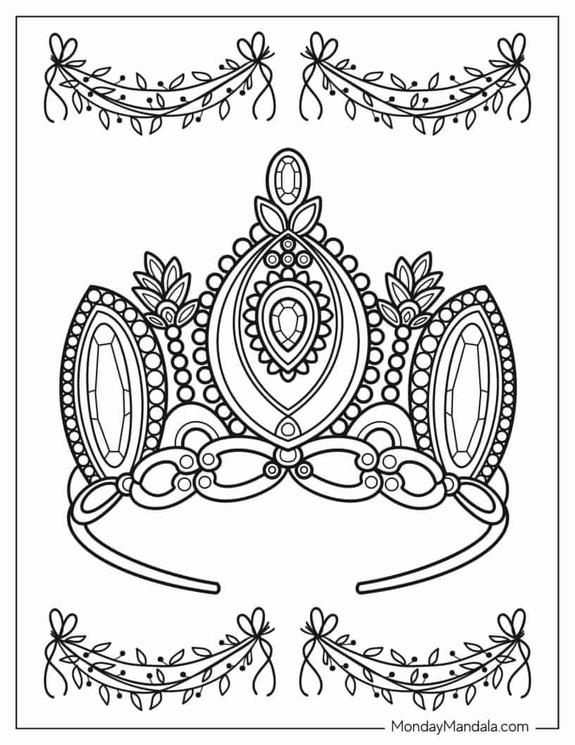 Tiara Crown With Diamonds Coloring In coloring page