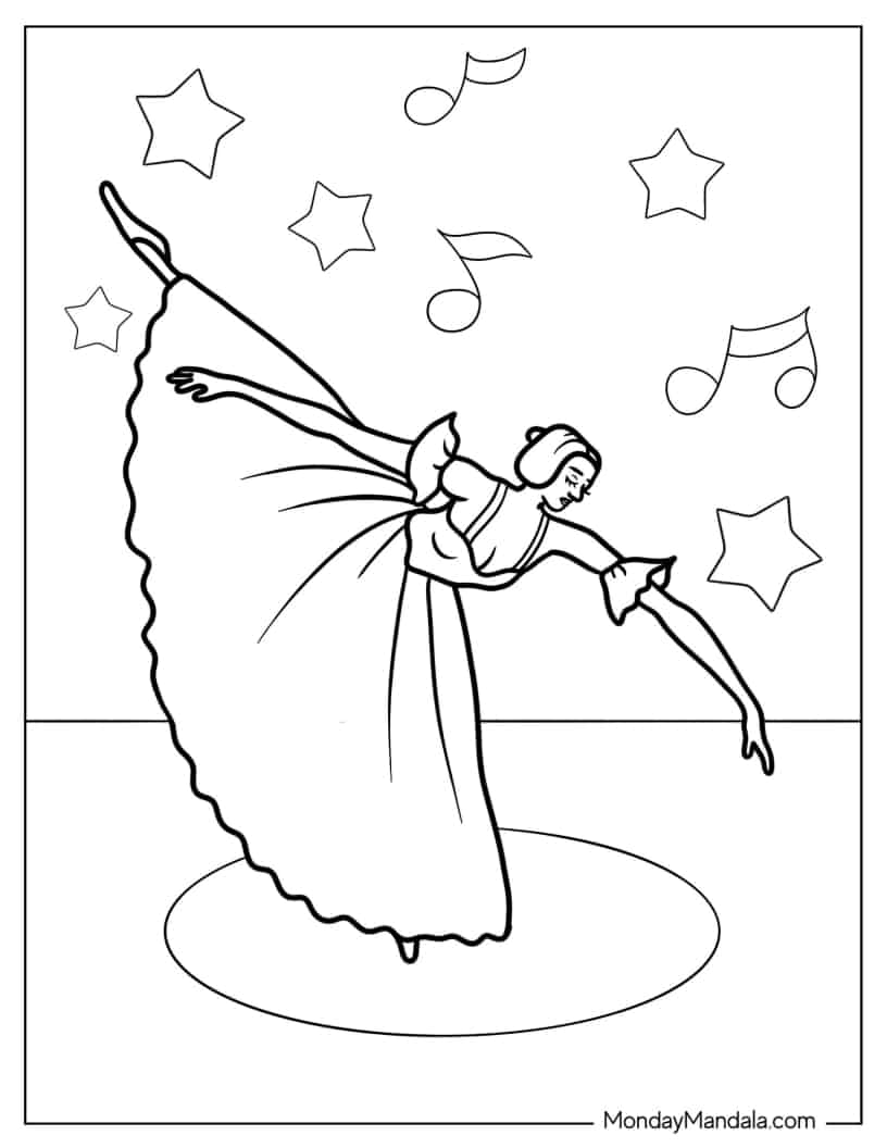 Coloring Page of Classical Ballet Dancer coloring page — printable line art