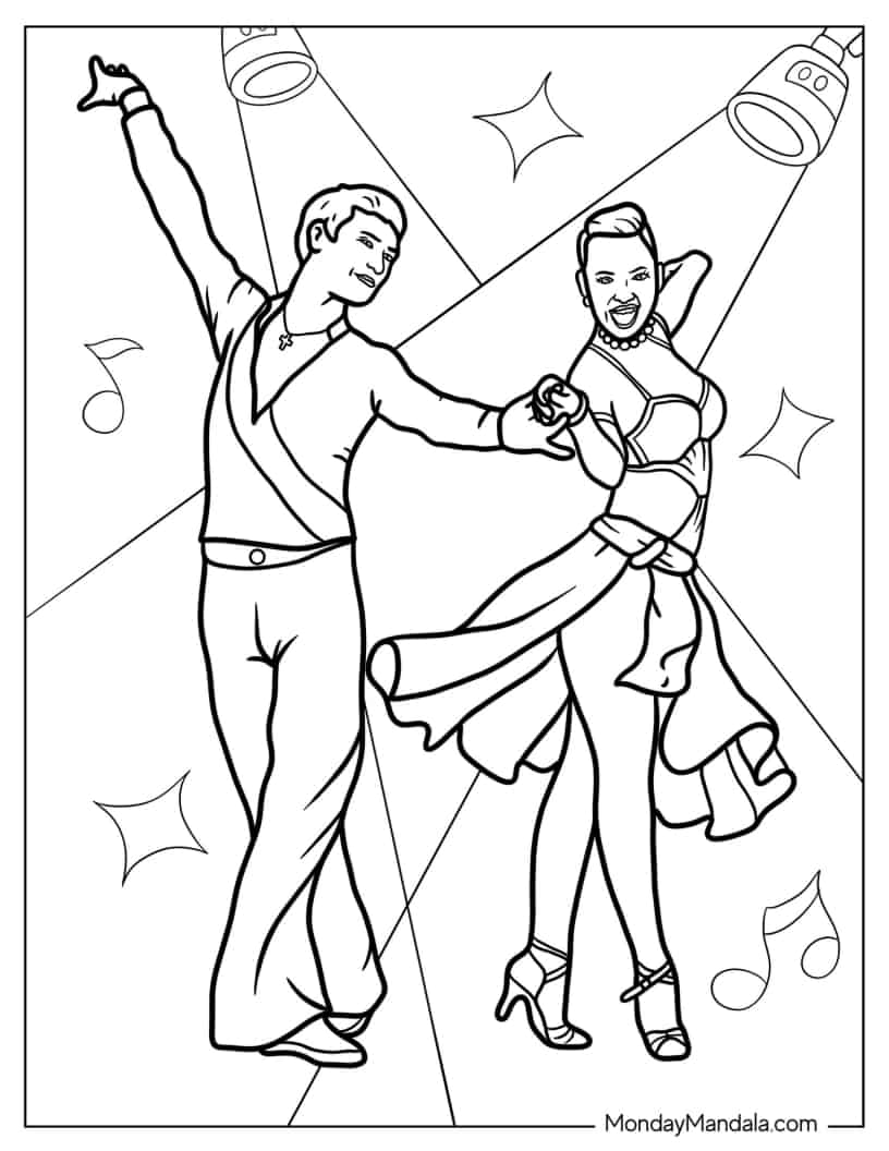 Couple Dancing Cha Cha Coloring In coloring page