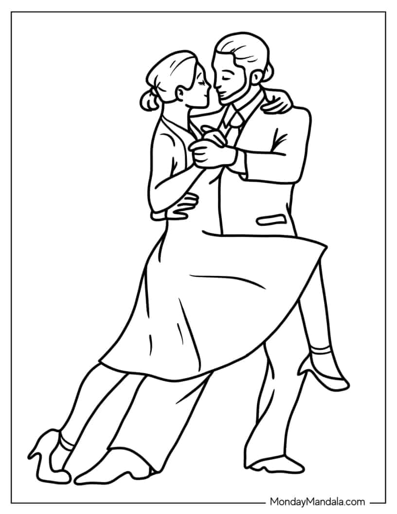 Couple Dancing Tango to Color for Kids coloring page