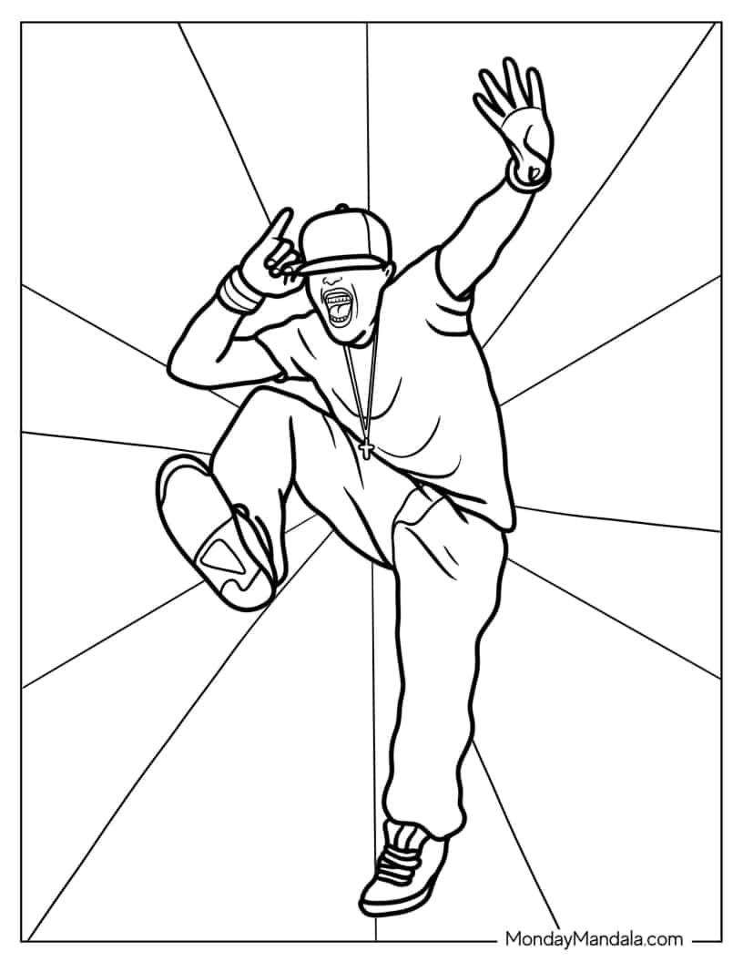 Simple Coloring Page of Hip Hop Dancer coloring page