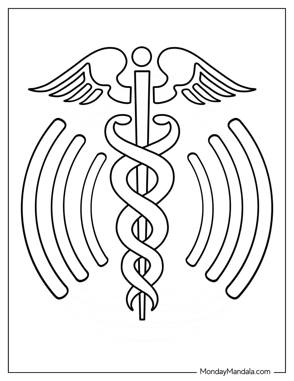 Caduceus Doctor & Nurse Coloring Page Of Medical Symbol coloring page