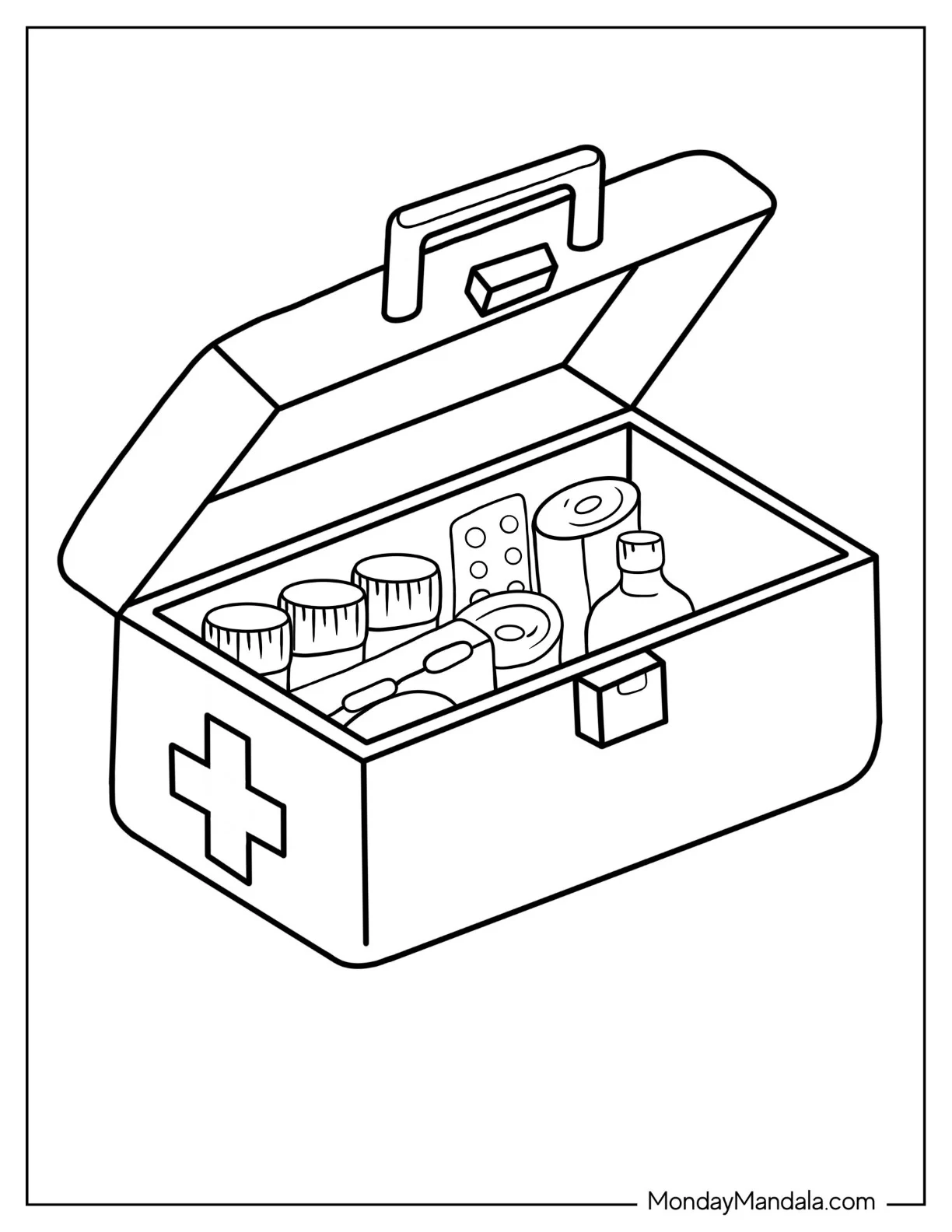 Doctor & Nurse Coloring Page Of Medical Kit coloring page