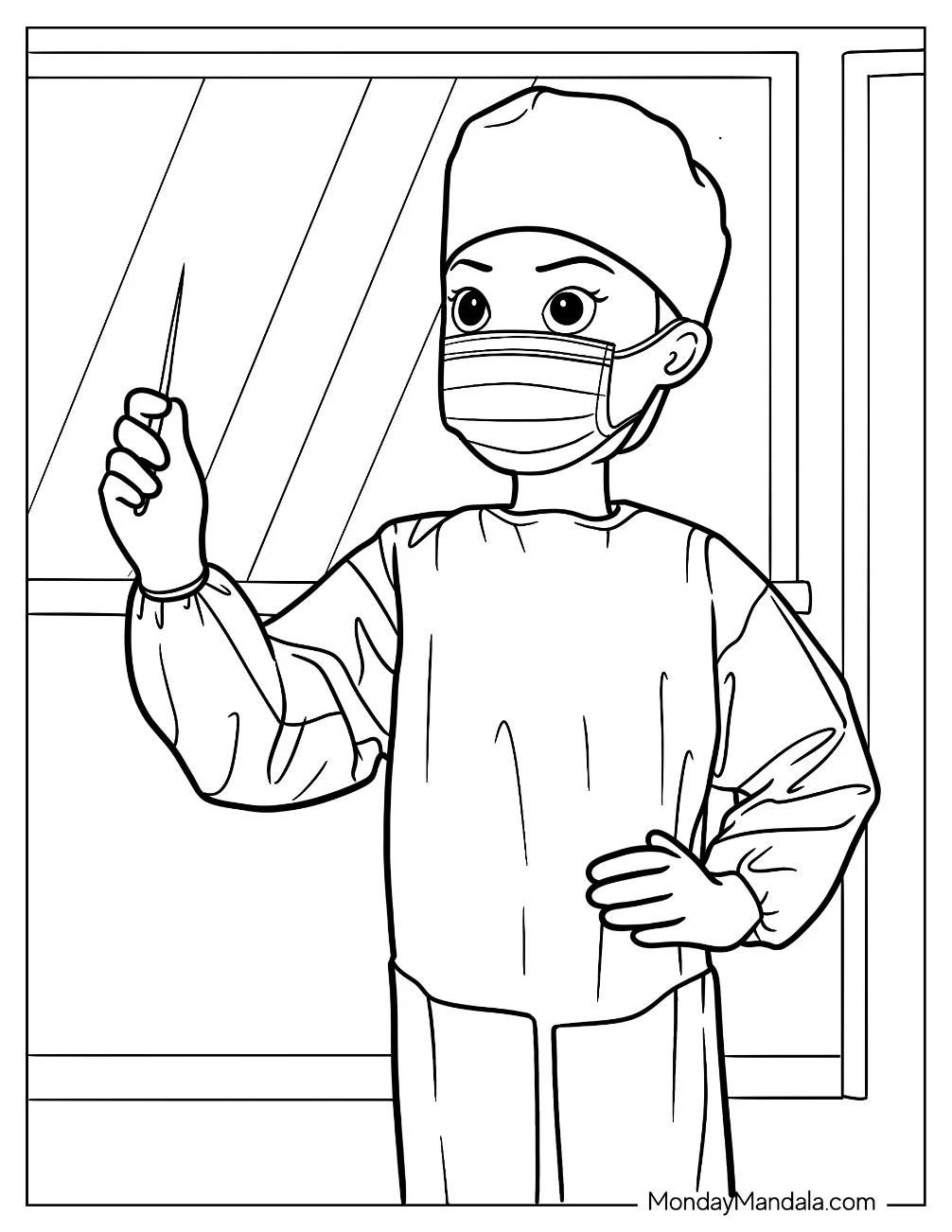 Doctor & Nurse Coloring Page Of Surgeon In An Operating Room coloring page