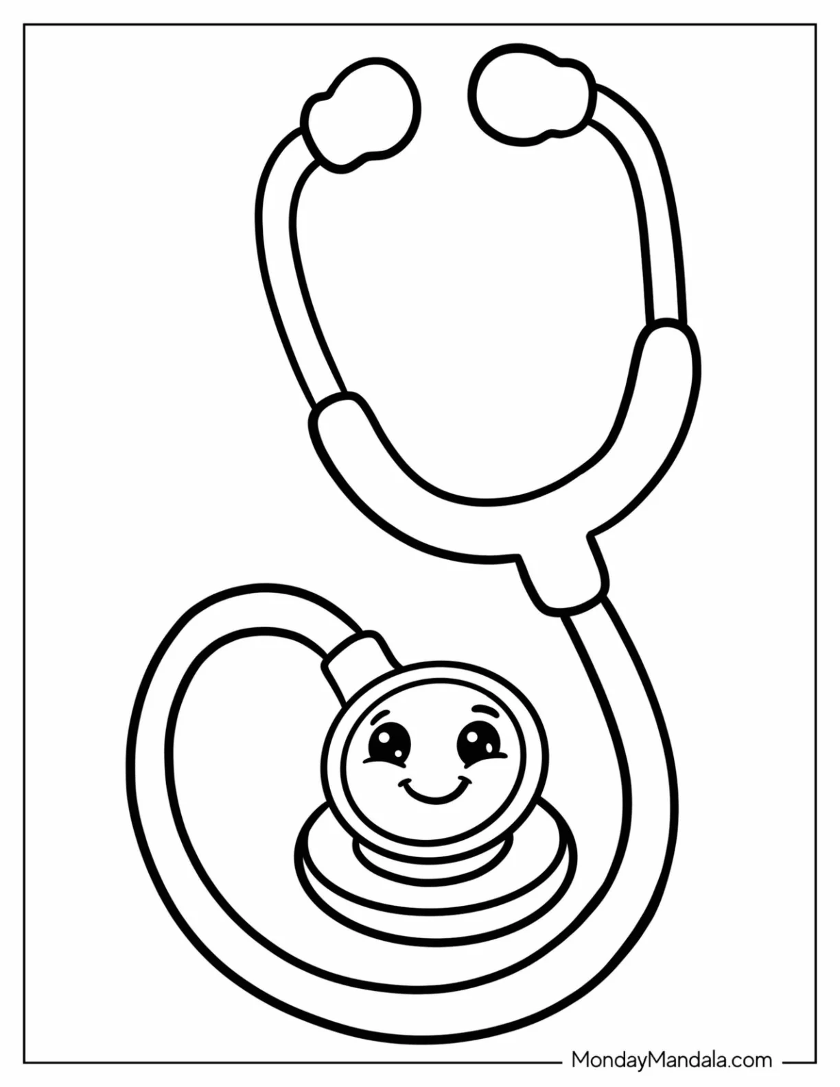 Easy Cartoon Stethoscope Coloring Page for Kids coloring page