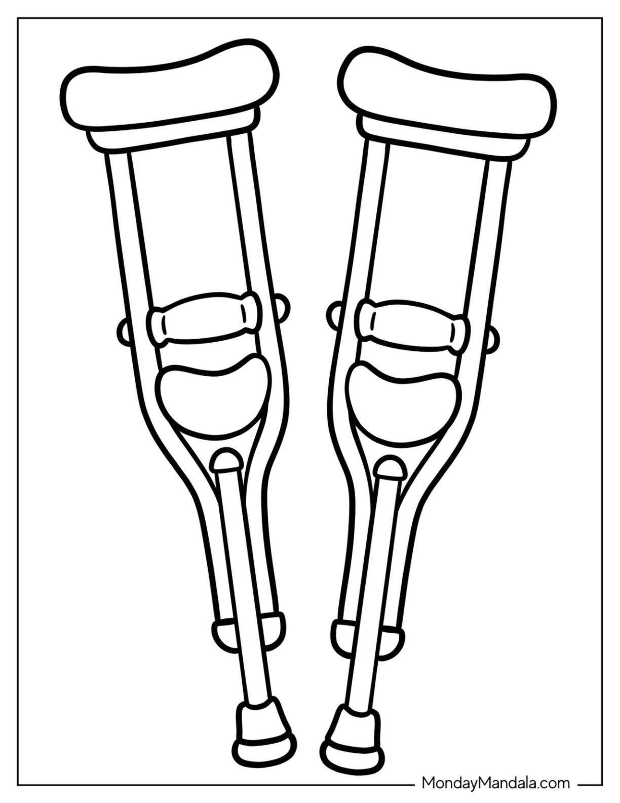 Easy Outline of Crutches Coloring Page for Kids coloring page