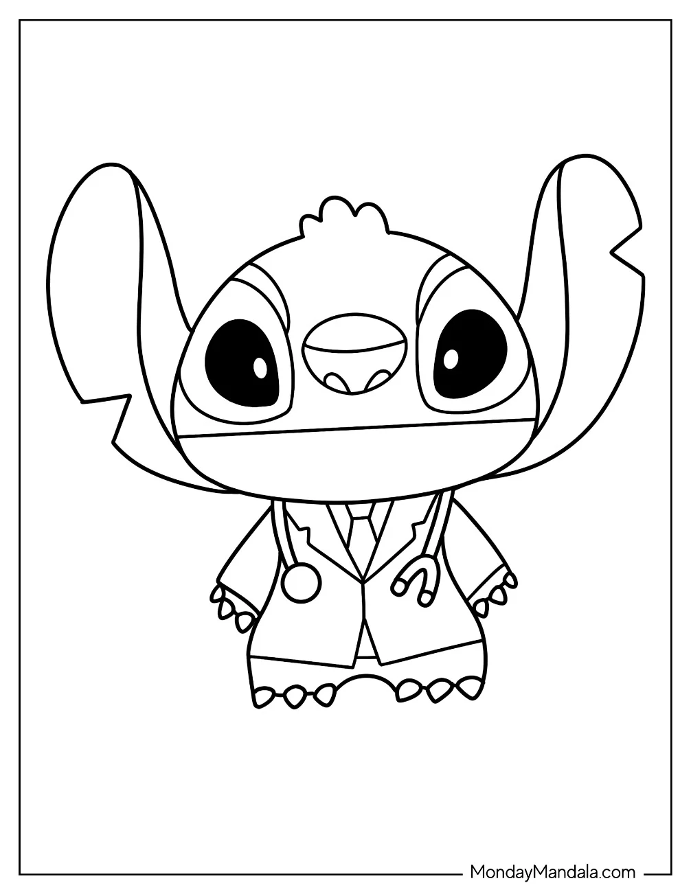Kawaii Doctor & Nurse Coloring Page Of Stitch For Preschoolers coloring page