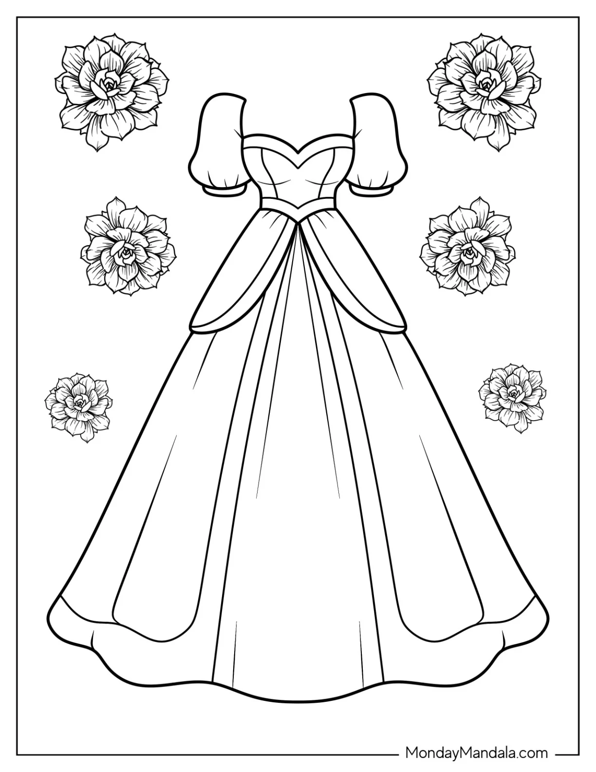 Easy Neoclassical Dress Coloring Page Design Coloring Page For Kids coloring page