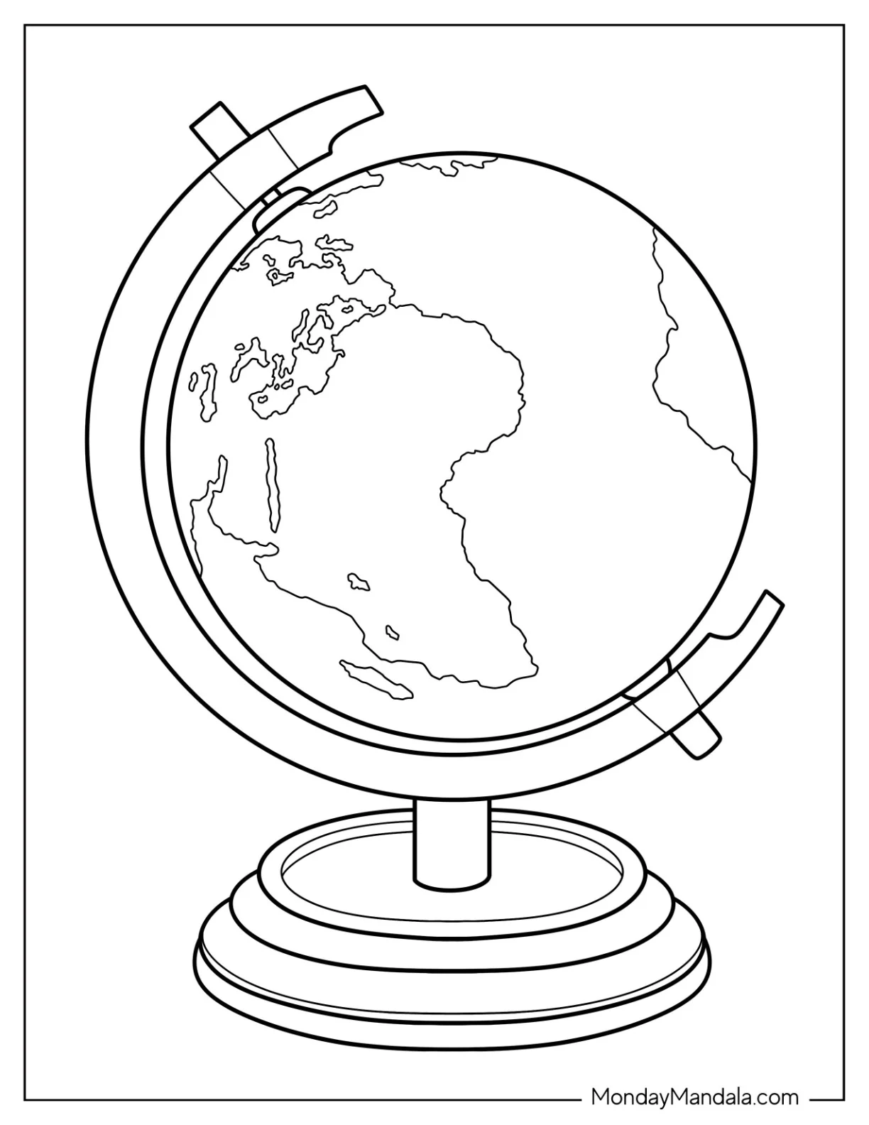 Easy Globe On A Dowel Coloring Page coloring page — printable line art