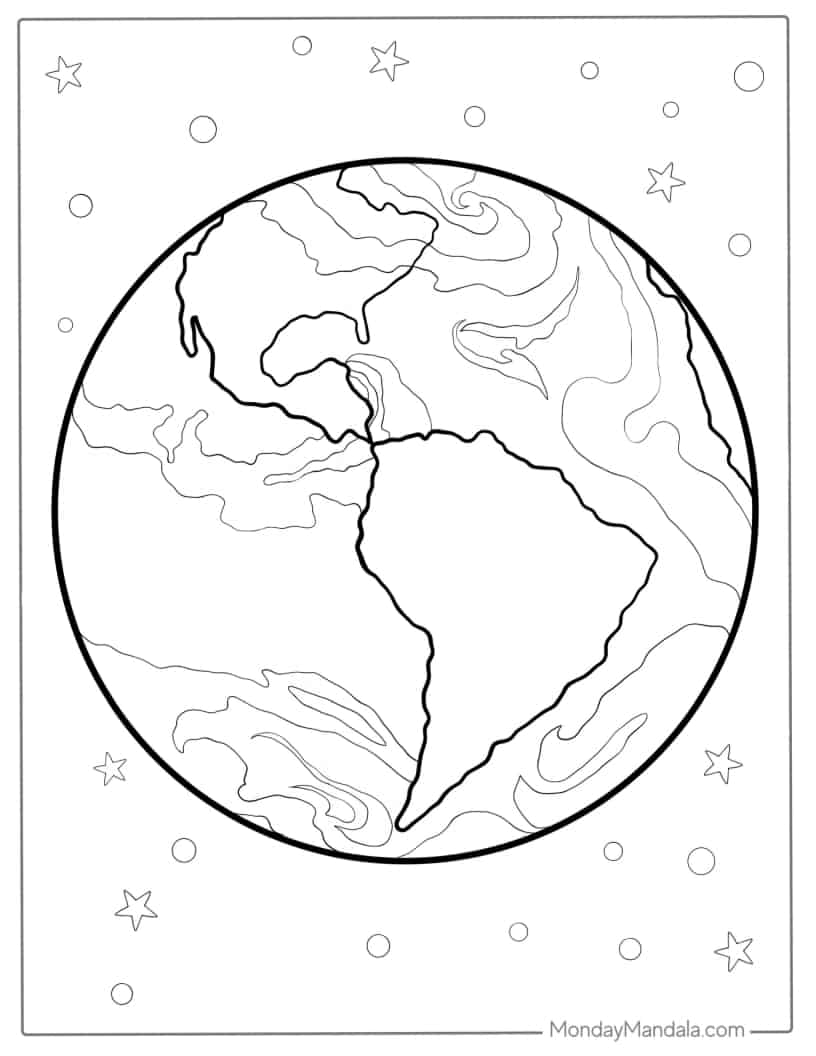 View Of Earth From Space Coloring Page coloring page