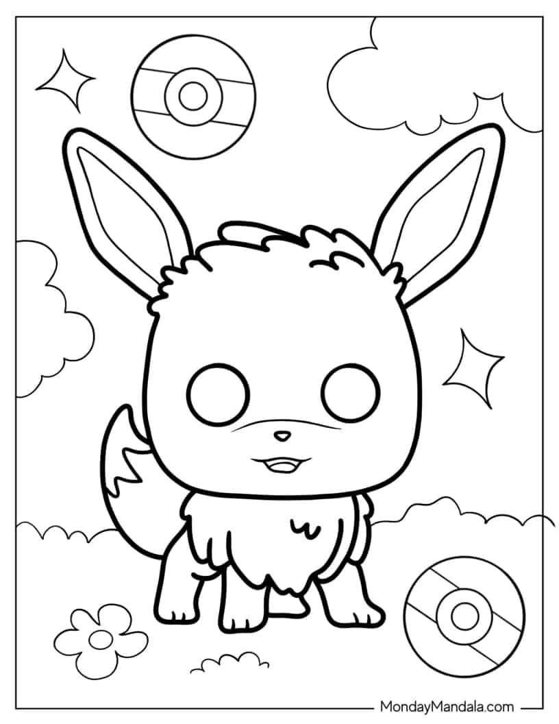 Chibi Eevee Coloring Page For Preschoolers coloring page