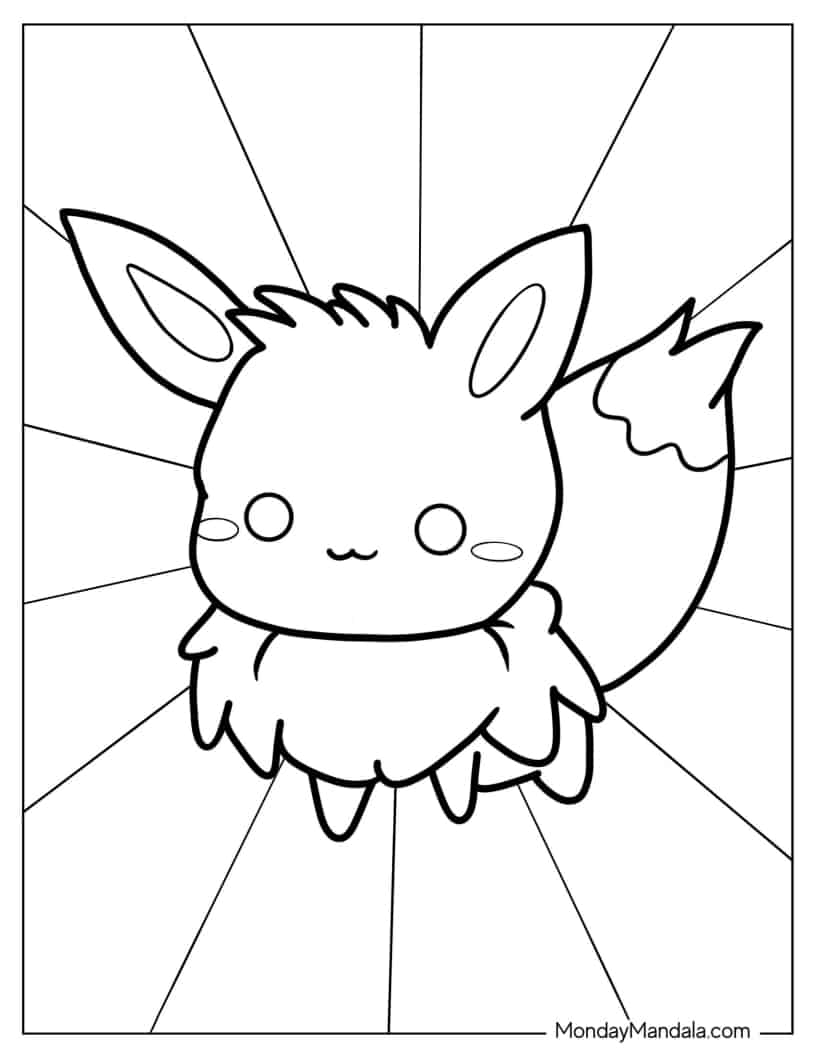 Easy Outline Of Eevee Coloring Sheet coloring page
