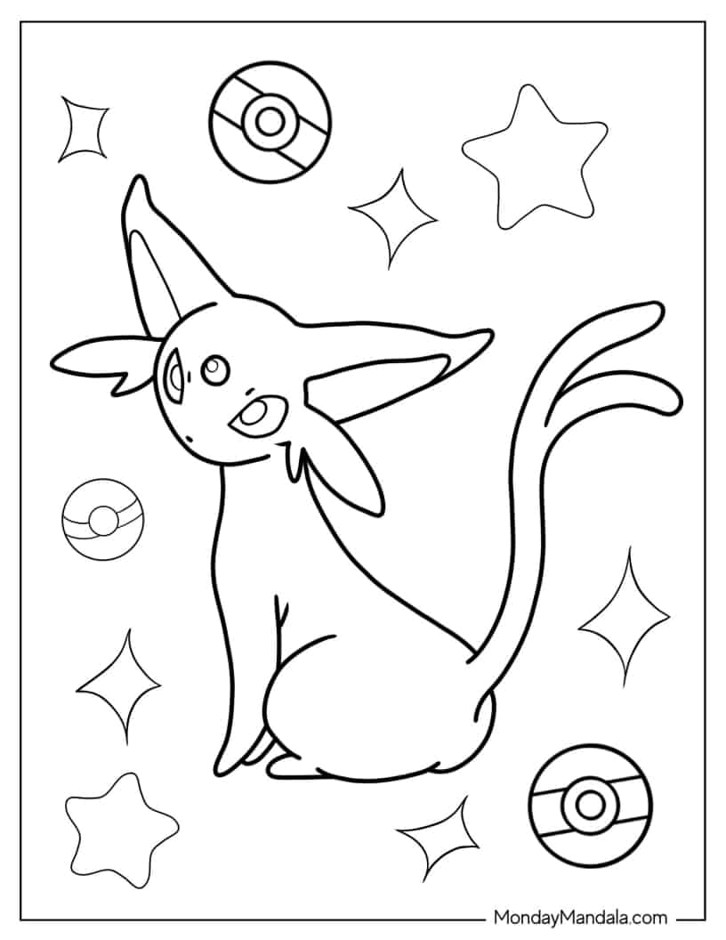 Espeon Eevee Coloring In For Kids coloring page