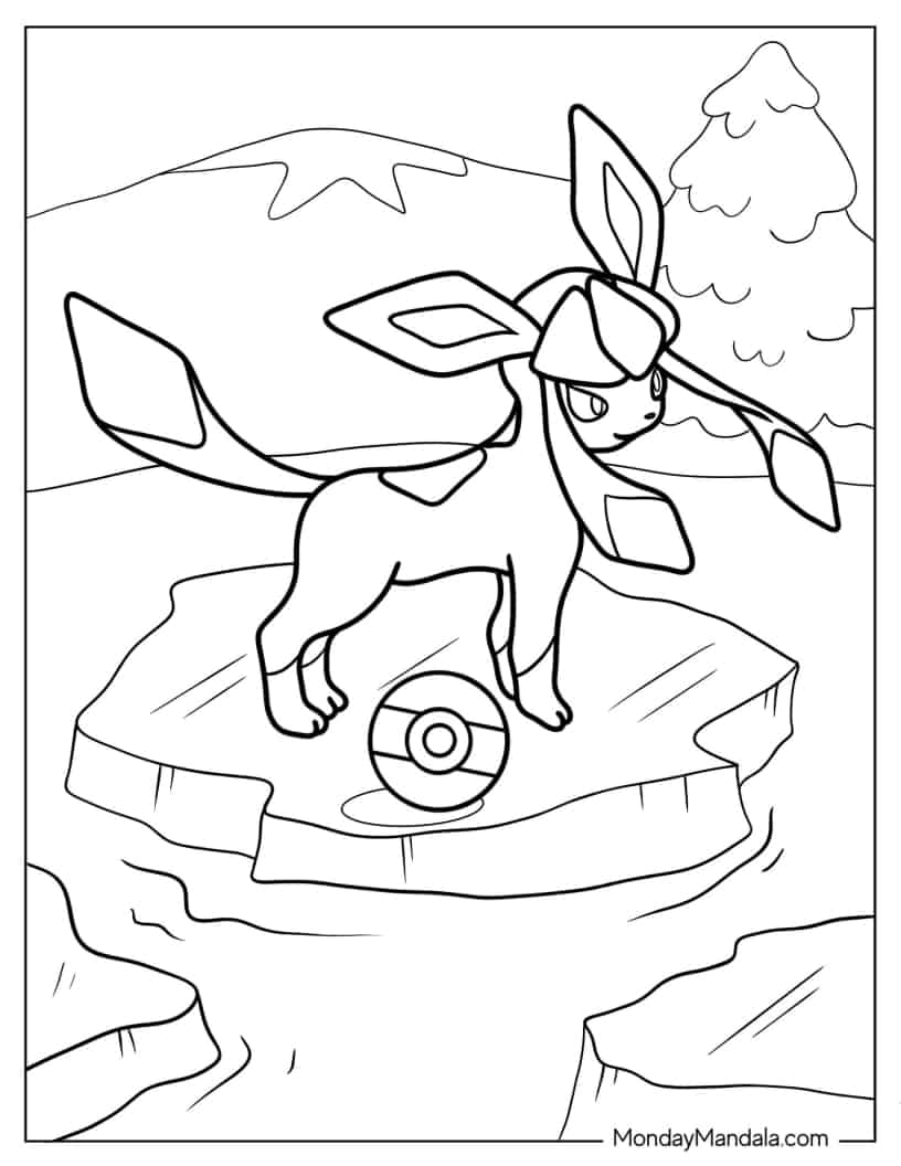 Glaceon Eevee On Ice To Color coloring page