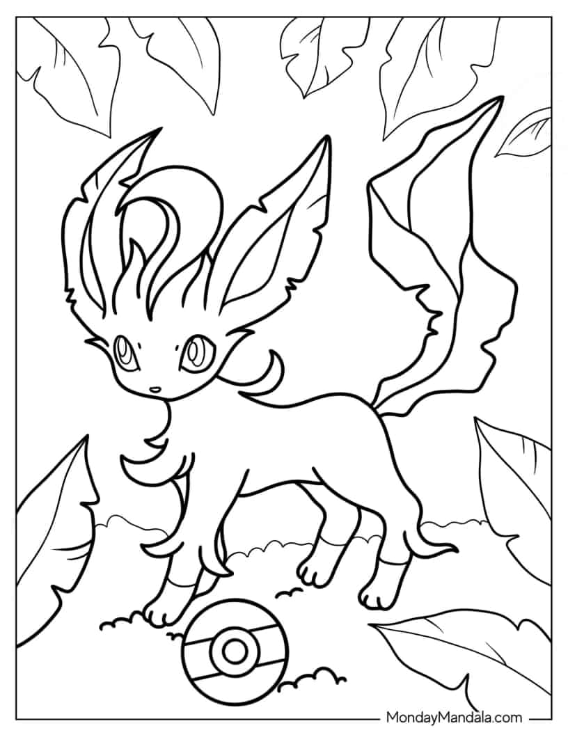 Leafeon Eevee Coloring Sheet coloring page