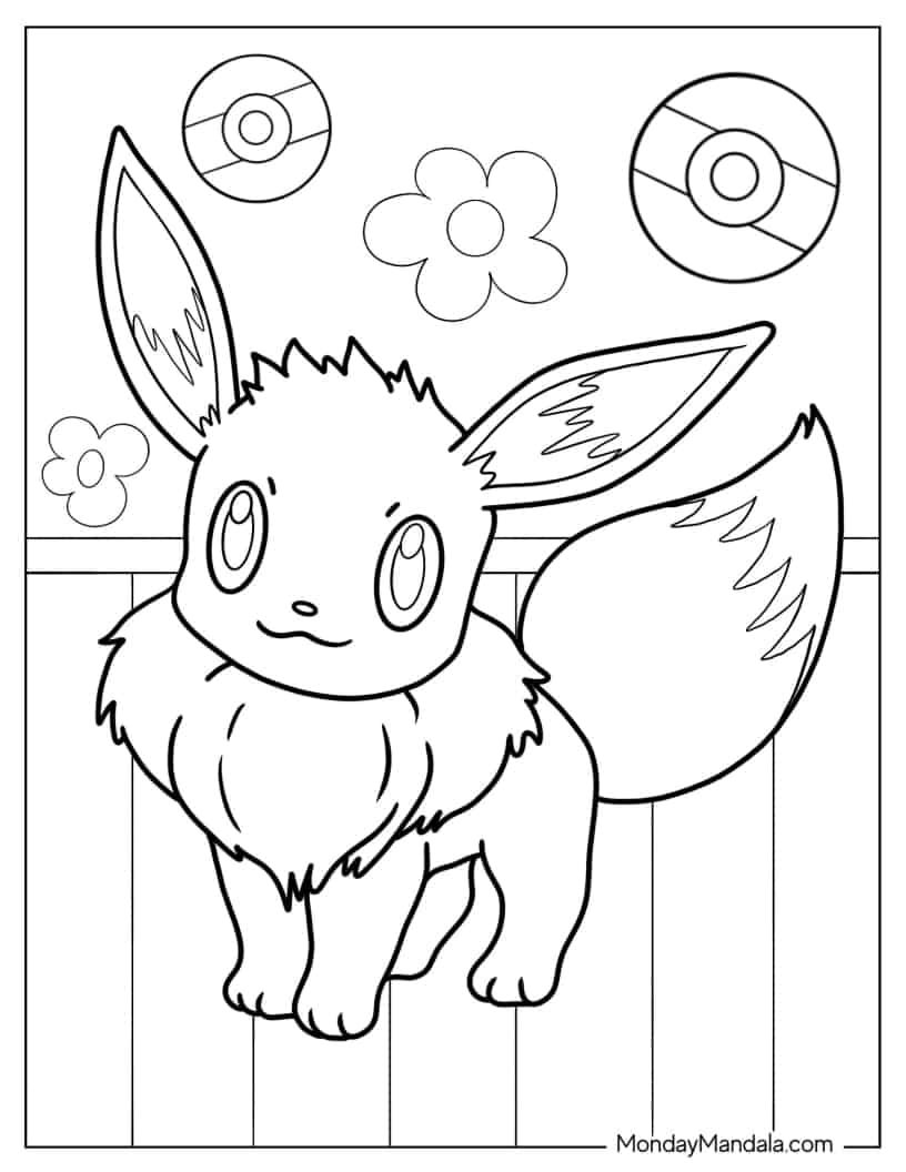 Smiling Eevee To Color coloring page