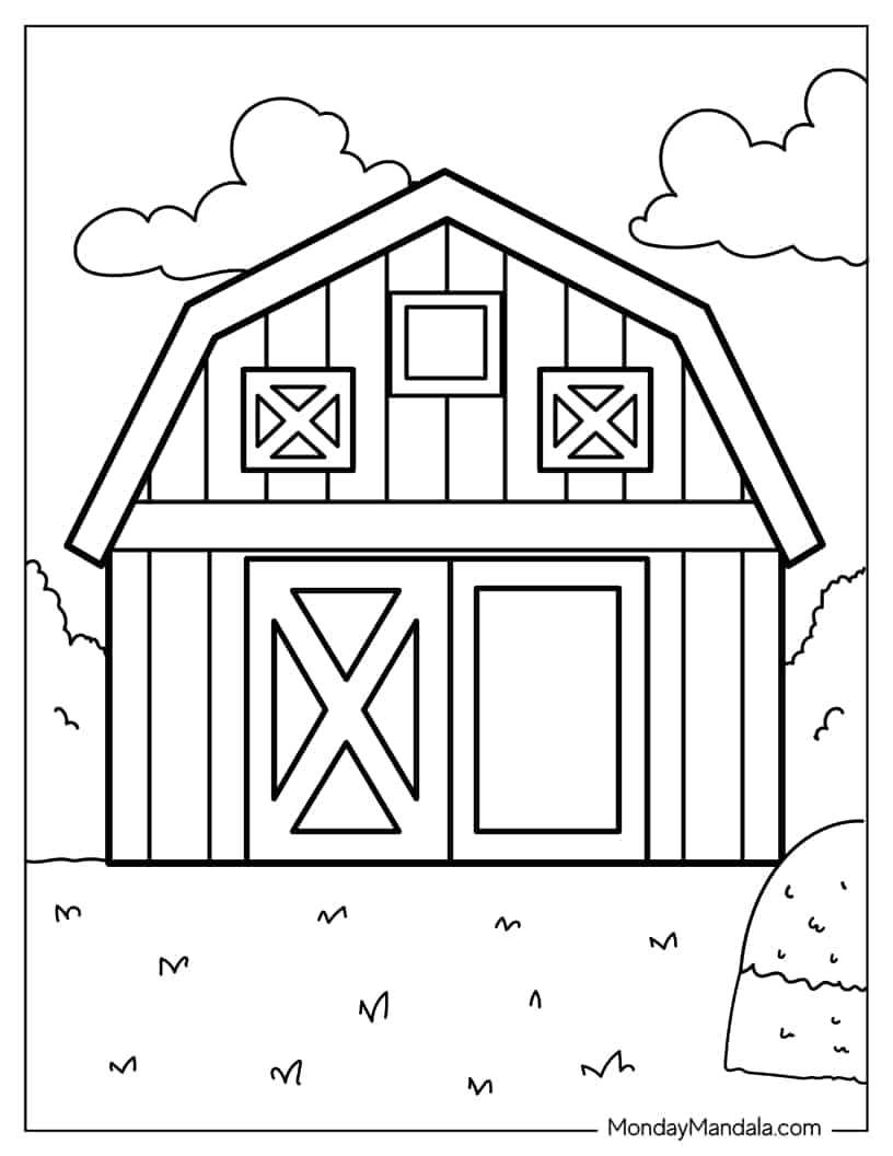 Coloring Page Of Farm Barn coloring page — printable line art