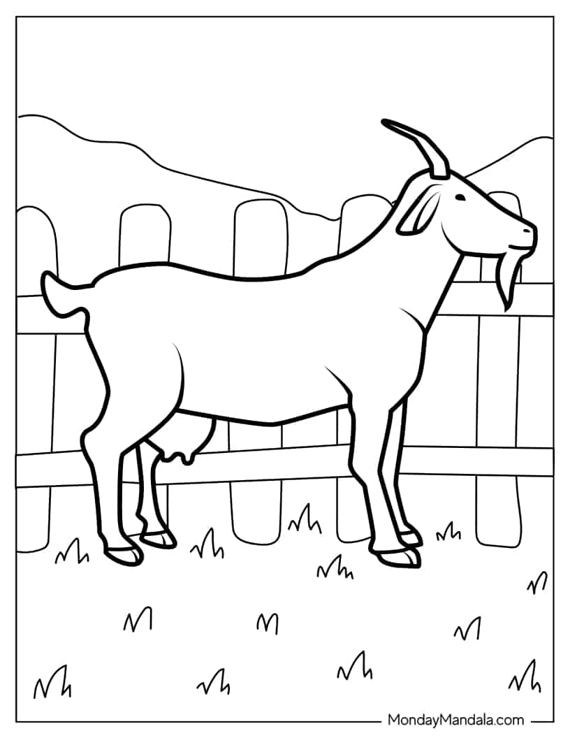 Farm Bred Goat To Color For Kids coloring page — printable line art