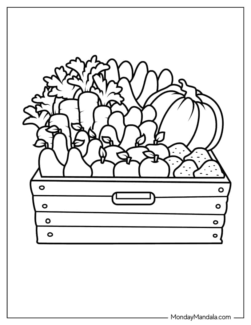 Farm Harvest To Color coloring page — printable line art