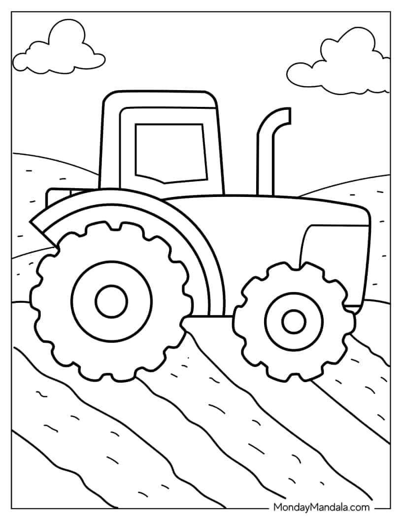 Farm Tractor To Color coloring page