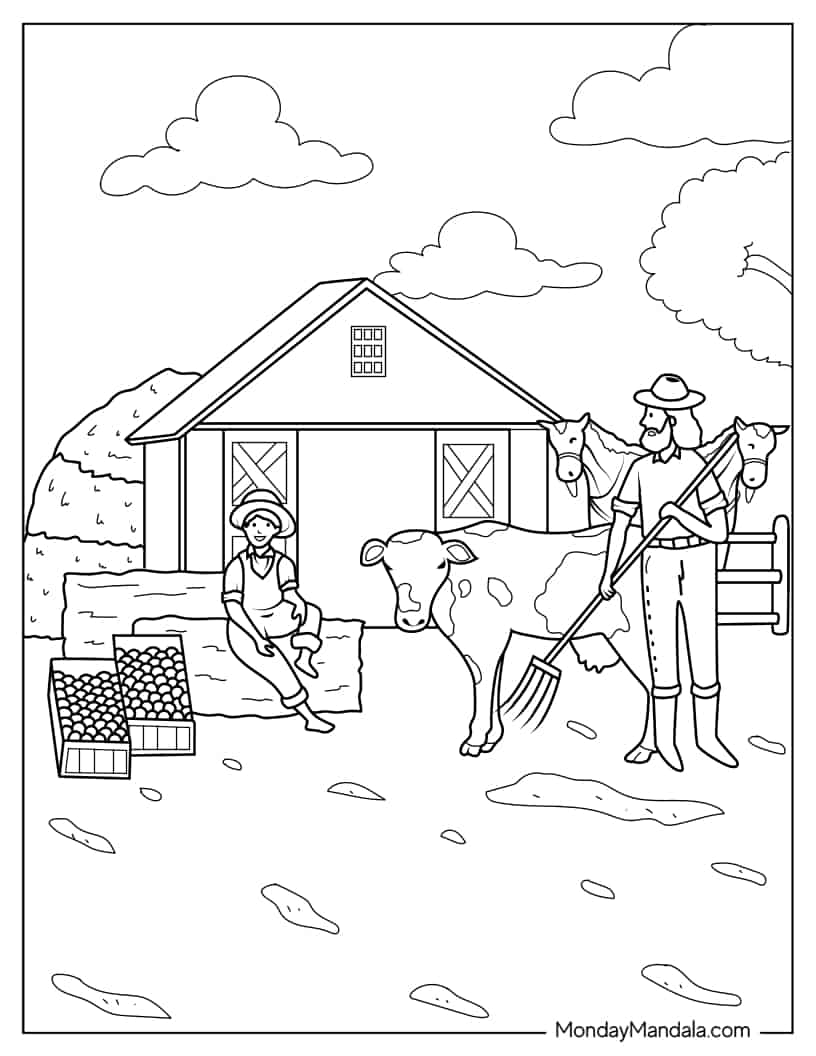 Farmer Coloring Page coloring page — printable line art