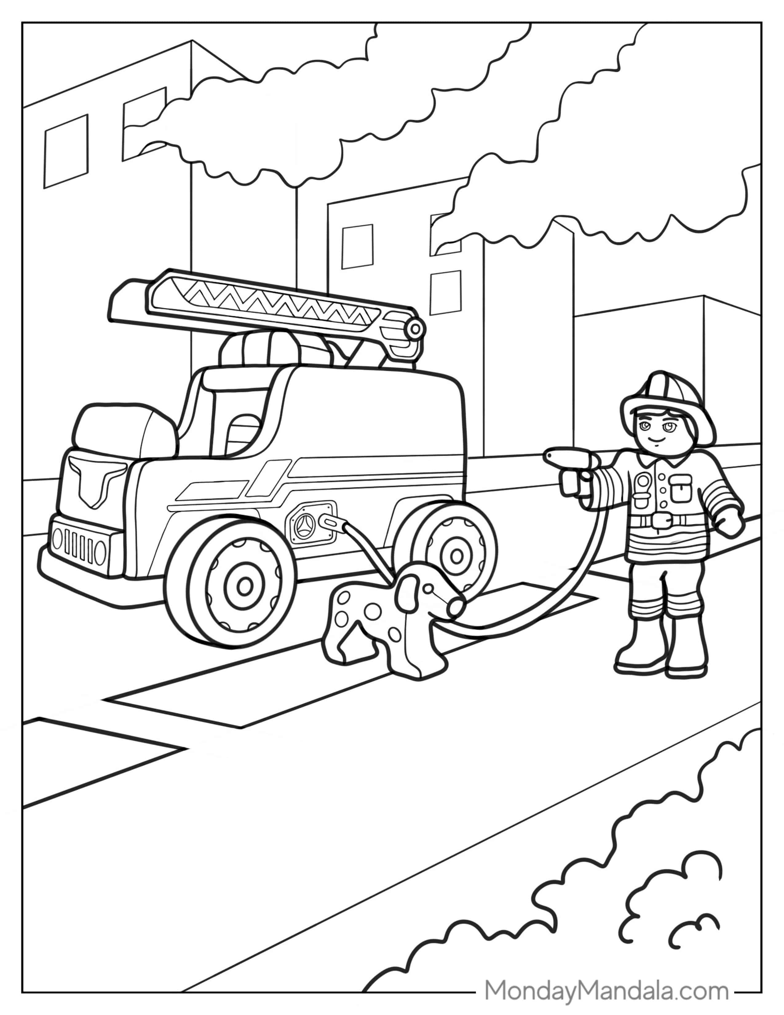 Easy Coloring Sheet Of Fireman For Toddlers coloring page