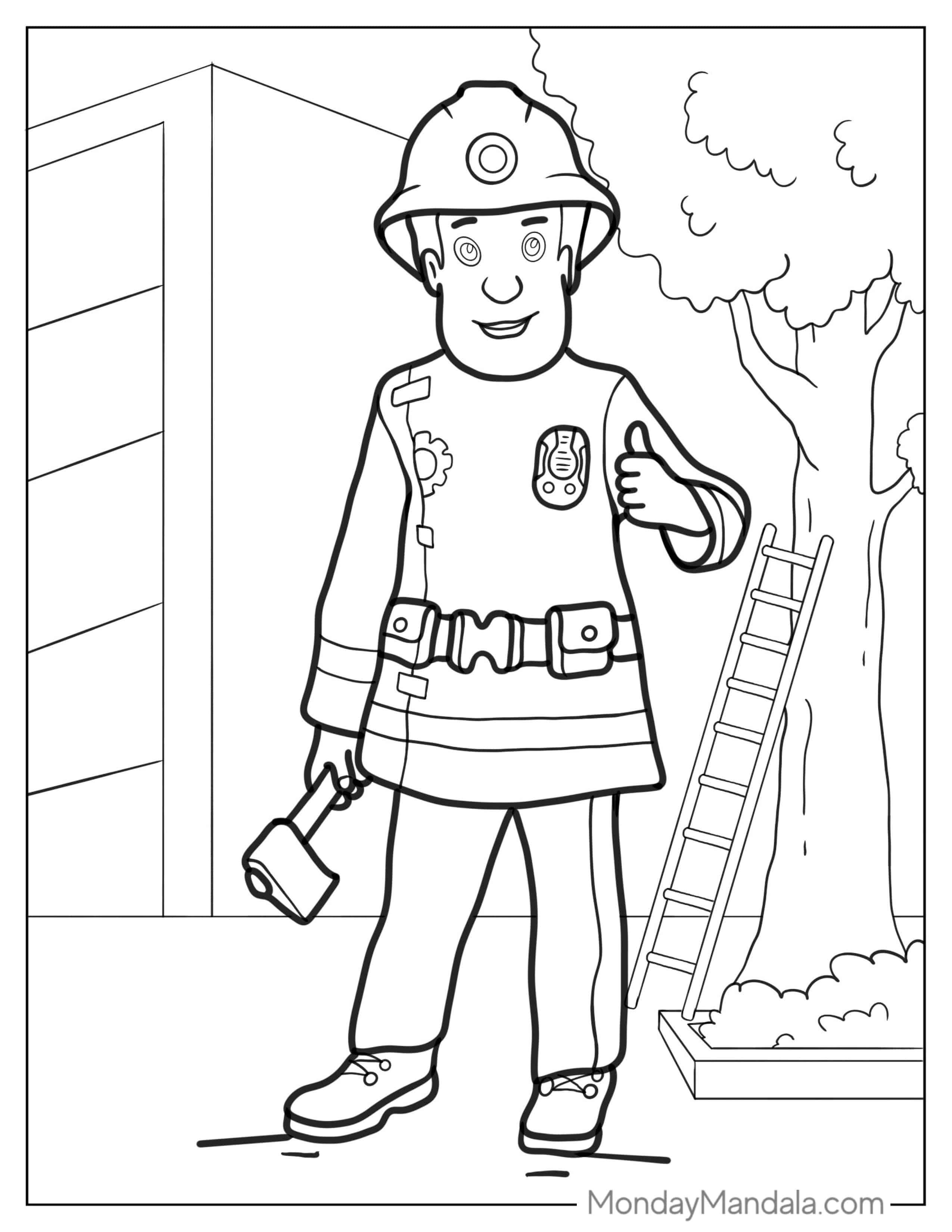 Firefighter Coloring Page For Kids coloring page